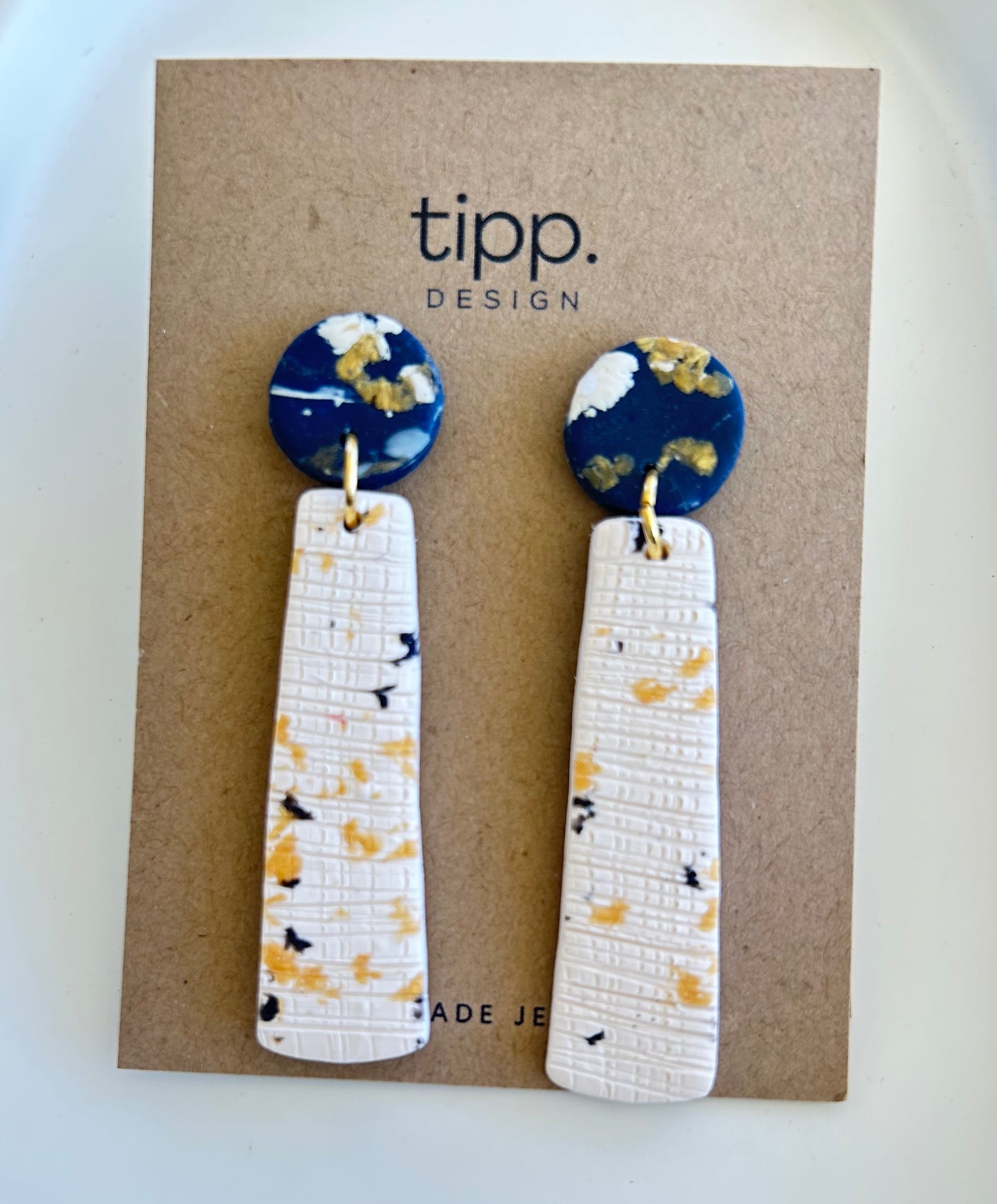 Demure"ish" Dangles White/Navy