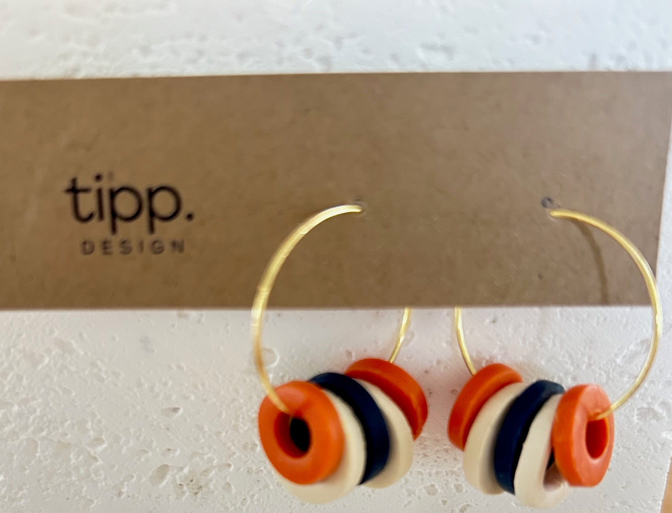 Demure"ish" - Hoop Earrings With Clay Circular Rings
