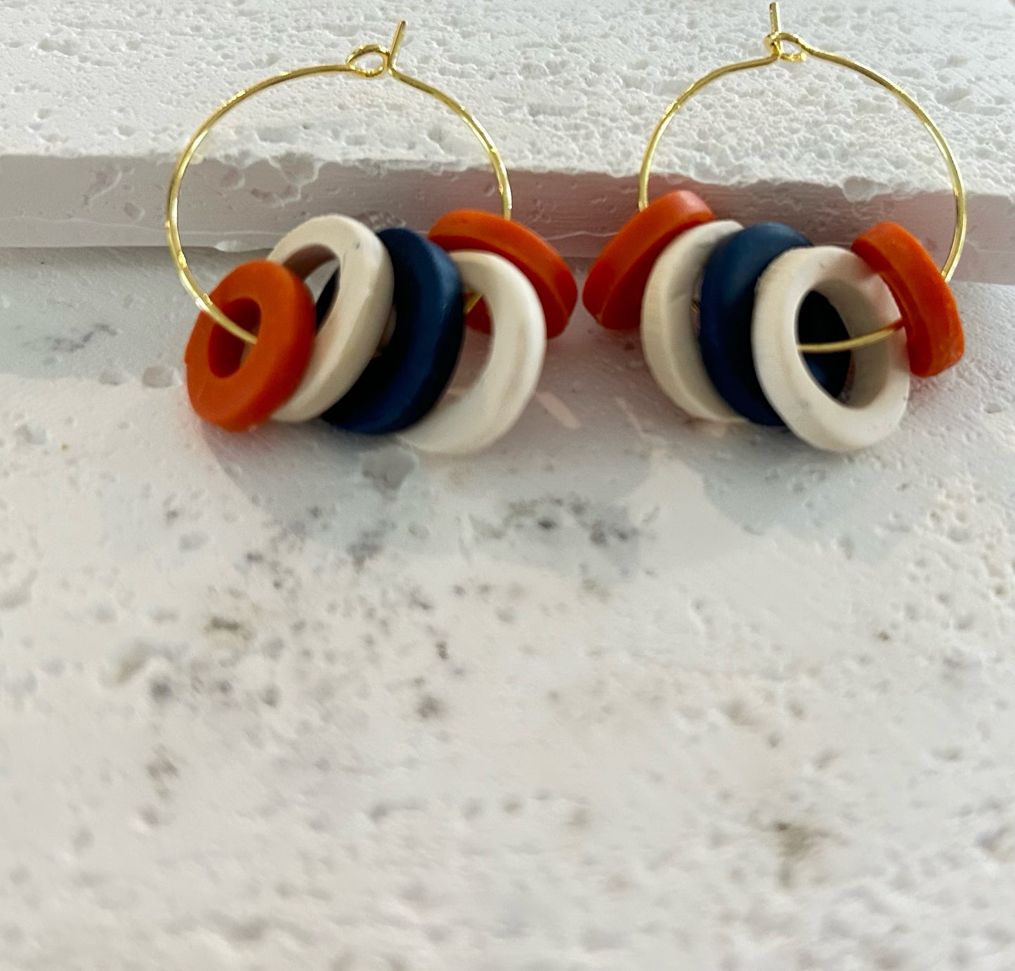 Demure"ish" - Hoop Earrings With  Clay Circular Rings