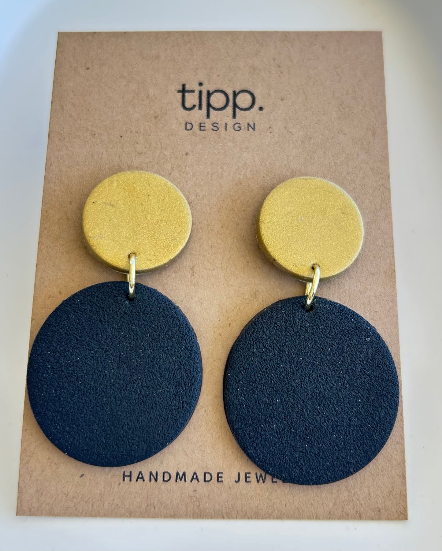 Sleek & Chic- Circle Black and Gold Earrings